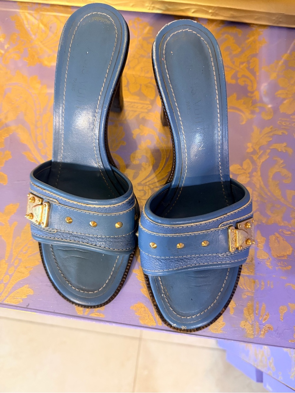 Louis Vuitton Teal Leather Women's shoes